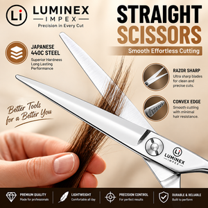 NYBL-55 5.5inch Straight <b>Left</b>-<b>handed</b> <b>Scissors</b> JAPAN 440C Sharp 58-59HRC Hardness Stainless Steel Handle Barber Shears Hair 28 - Product Image 4