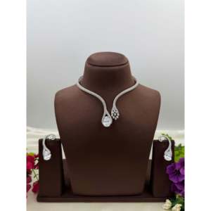 Indian Ethnic Bridal Jewelry Set-Julie American Diamond Gold Plated Necklace & Earrings - Product Image 5