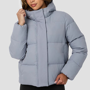 Abrigo Acolchado de Invierno Extra Grande, Unisex, con Capucha, Impermeable, Transpirable, Ecológico, Personalizado, de Nailon Oxford con Cierre, Color Sólido - Product Image 1