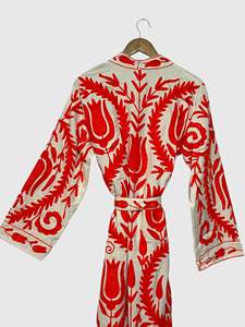 Veste en velours brodée de fleurs orange, col mandarin, manches longues, style Prairie Chic, grande taille, vêtements d'hiver pour femmes - Product Image 4