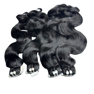 ผมต่อแบบธรรมชาติ 100% ผมแท้ นุ่มสลวยเป็นลอนแบบหลวมๆ  แบบ Double Drawn ปลายหนา ขายส่ง สีดำธรรมชาติ - Product Image 1