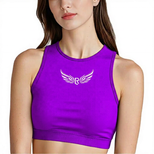 <b>Women's</b> <b>Navy</b> Blue Embroidered Tank <b>Top</b> Crew Neck Sleeveless Yoga Front Logo Spandex/Nylon Breathable Quick Dry Eco-Friendly - Product Image 6