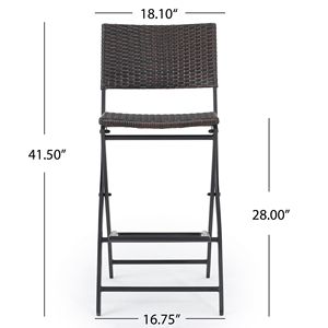 Set di 2 sgabelli da bar pieghevoli in vimini multicolor marrone per esterni, sgabelli da bar in finto rattan, mobili da patio resistenti - Product Image 6
