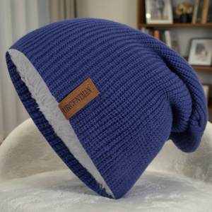 Bonnet d'hiver en coton doux pour hommes et femmes, broderie, patch en cuir, tricoté chaud, Birlag Sports - Product Image 4