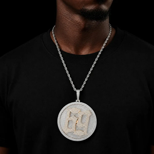 Colgante de disco con nombre 3D giratorio de 80 mm de moissanita y plata, personalizado con letras estilo 'Iced Out', amuleto hip hop con acabado en oro rosa, joyería - Product Image 2