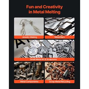 Fornace Elettrica per Fusione Metalli 1500W, 2102°F/1150°C, Macchina per Fusione Gioielli con Crogiolo in Ceramica da 5kg per Fonderia e Forni ad Alta Temperatura - Product Image 6