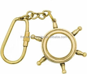 Porte-clés de luxe en laiton massif de créateur fait main Porte-clés de roue de bateau de haute qualité avec belle sérigraphie - Product Image 2