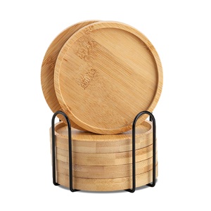 Posavasos de Bambú con Soporte para Tapa, para Mesa de Centro, de Madera, con Caja de Almacenamiento, Protección para Superficies, para Macetas - Product Image 1