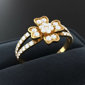 Nouvelle conception de bague de mariage pour femme avec motif de fleurs dorées et diamants - Product Image 6