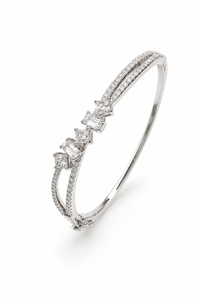 925 Sterling Silver Moissanite <b>Bangle</b> <b>Bracelet</b> For Women| Prong Setting |Octagon Square Round Gemstone| Dainty Jewelry Wholesale - Product Image 1