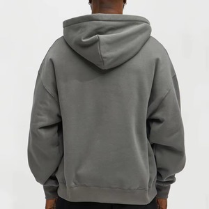 420 Grams Men's Grey Half-<b>Zip</b> <b>Hooded</b> Sweatshirt with Front Pocket Loose Fit Casual Pullover Ribbed Cuffs and Hem - Product Image 2