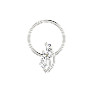 Bijoux de piercing fin en or 14 carats pour Trinity Sparkle Design 0.054ct Épingle de nez en diamant naturel - Product Image 3
