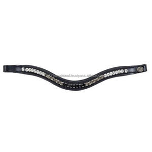 Frontal de cheval en cuir rembourré, personnalisé, multicolore, rond, avec cristaux de marque incrustés de strass et de diamants, à canaux vides - Product Image 5