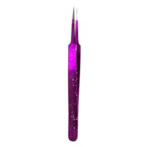 Pince à cils chaude pour salon de beauté violet magnifiquement conçue en matériau inoxydable avec embouts droits et pointus en fibre - Product Image 4