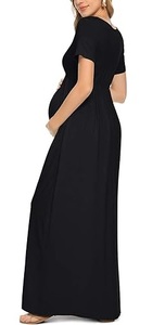 Breathable Half Sleeves Chiffon Spandex Maternity <b>Dress</b> Floor-Length Casual Skinny <b>Loose</b> Fit Woman Breast Feeding Elegant <b>Dress</b> - Product Image 3