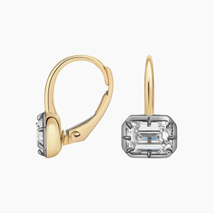 Women's Yellow Gold <b>Emerald</b> Cut Diamond Earrings Classic Style Wedding Jewelry 18K Plated Labl Stone - Product Image 5