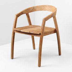 Modern Chairs For Dining <b>Table</b> Solid Wood Armchair Curved Back Slatted Seat Room Furniture Hotel Restaurant Project Wholesale - Product Image 3