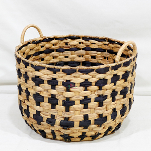 Ensemble de paniers de rangement en osier faits à la main, design rustique rond, pour l'organisation du salon, usage décoratif, tissage noir naturel - Product Image 4