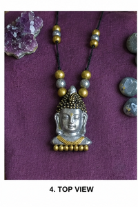 Collar con Colgante de Cabeza de Buda KOTTRAVAI, Fundición de Latón, Abalorios, Amuleto, Tema Budista, Decoración del Hogar, de Tamil Nadu - Product Image 5