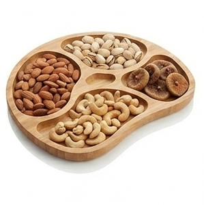 <b>Bamboo</b> Hexagon Serving Tray Storage <b>Container</b> with Food Display Holder 3-6L Capacity Modern Design Multifunction Table Use - Product Image 3
