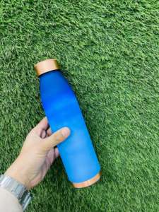 Blue Matte <b>Copper</b> Water <b>Bottle</b> Pure <b>Copper</b> <b>Drinking</b> <b>Bottle</b> Leak Proof Reusable Ayurvedic Water <b>Bottle</b> Travel <b>Bottle</b> - Product Image 1