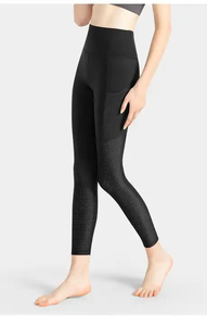 Conjunto de Leggings Deportivos para Mujer, Pantalones de Yoga, Spandex/Poliéster Sólido de Alta Calidad, Elástico en Cuatro Direcciones, Ecológico, Tallas Grandes, Secado Rápido - Product Image 4