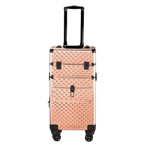 Guide scorrevoli per cassetti anteriori 2-in-1, cassetti piatti sinistri, ruote universali rimovibili, in alluminio con motivo a rombi, per borse e custodie cosmetiche - Product Image 4