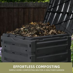 Composteur extérieur de 120 gallons (450 L) avec couvercle à clip et système d'aération, composteur léger pour le jardinage et l'agriculture - Product Image 3
