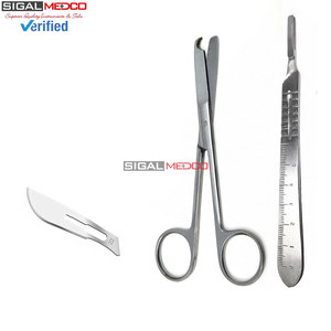 กรรไกรตัดไหมผ่าตัด ขนาด 4.5 นิ้ว พร้อมด้ามจับแบบมีดผ่าตัด # คู่มือการใช้งานทางคลินิกสำหรับสัตวแพทย์ 4 10 ใบมีด SIGAL MEDCO ได้รับการรับรองมาตรฐาน CE - Product Image 2