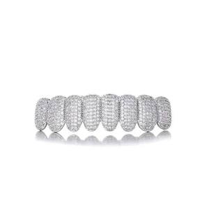 Juego de Grillz con Diamantes – Cubiertas Dentales Personalizadas de Oro Blanco, Joyería de Lujo Estilo Hip Hop - Product Image 2