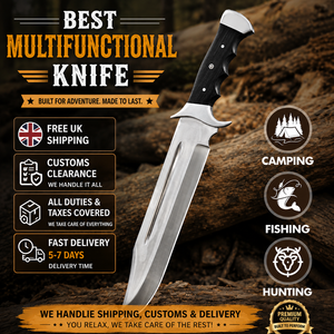 Cuchillo Bowie de Acero Inoxidable de Grado Industrial, Hoja Fija, Mango de Agarre Fuerte, Cuchillos para Supervivencia, Caza y Camping al Aire Libre - Product Image 1