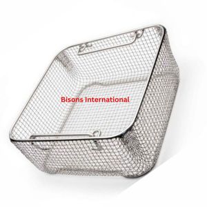Wholesale Manual High Quality Classic <b>Crimped</b> Wire Mesh Sterilization Basket Tilted Handles Stainless Steel CE Certified - Product Image 1
