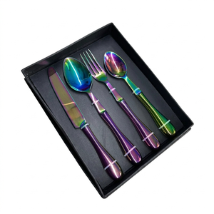Juego de cubiertos moderno Rainbow, elegante juego de cubiertos con revestimiento de titanio, cuchara y tenedor coloridos de acero inoxidable para restaurante, hotel, boda - Product Image 1