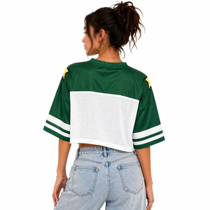 Camiseta Deportiva Corta de Fútbol Americano para Mujer, Manga Corta, Paneles en Contraste, Ropa Deportiva, Fabricación Personalizada al por Mayor OEM - Product Image 3