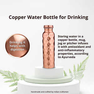 Botella de Agua Portátil de Cobre Puro BoldBlossom, Ecológica, con Diseño Moderno para el Hogar, Gimnasio, Yoga y Uso al Aire Libre - Product Image 4