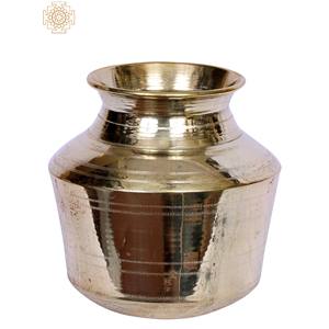 Handmade 6-Inch Brass Kalash Pooja Item Handcrafted <b>Drinkware</b> Made in India - Product Image 2
