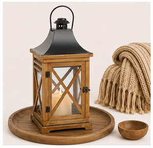 Farol de Madera Rústico Hecho a Mano con Parte Superior de Metal, Portavelas Decorativo para Interiores y Exteriores, Decoración del Hogar, Personalizable OEM - Product Image 4