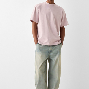 Camiseta de Hombre, Corte Recto, 100% Algodón, Color Rosa Bebé, Cuello Redondo, Manga Corta, Tejido Transpirable, Estilo Casual, Precios al por Mayor - Product Image 4