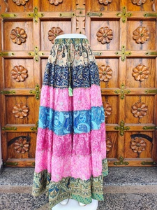 Women's Floor-Length Satin Silk Bohemian Eco-Friendly Breathable High Elastic <b>Patchwork</b> Print Multi Color ODM Summer Wear - Product Image 2