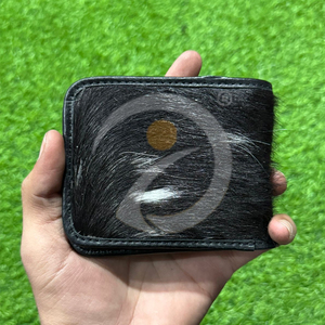 Portefeuille en cuir de vachette de qualité supérieure pour homme, fin, organisateur de monnaie, fait main avec un design à texture de poils naturels - Product Image 1