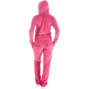 Conjunto Deportivo de Dos Piezas con Capucha de Felpa Rosa, Chaqueta con Cierre Completo y Manga Larga, Pantalones Deportivos Casuales con Bolsillos, para Todas las Temporadas - Product Image 4