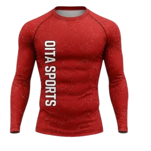 Conjunto Deportivo de Manga Larga y Leggings Rojos para Hombre, Ropa Deportiva de Compresión para Entrenamiento, Gimnasio, Ejercicio Físico y Atletismo - Product Image 3
