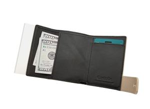 2024 nouveau Design Castello X C-SECURE hommes minimalisme noir Mini véritable peau de vache en cuir souple RFID métal porte-cartes ouvert court OEM - Product Image 5