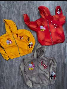เสื้อฮู้ดผู้ชายผ้าฝ้ายเทอร์รี่ 100% แบบสวมหัว ลายแมงมุม ทรงโอเวอร์ไซส์ มีกระเป๋าหน้า  ลำลอง สไตล์สตรีทแวร์ - Product Image 3