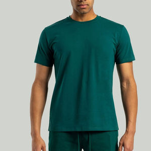 Camiseta de Algodón para Hombre, Cuello Redondo, Manga Corta, Color Verde Oscuro, Logotipo Personalizado, OEM, ODM, Ropa al por Mayor - Product Image 5