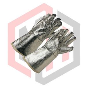 Gants de soudage en cuir fendu aluminisé résistants à la chaleur, gants de pompier robustes, gants de sécurité respirants, antistatiques - Product Image 2