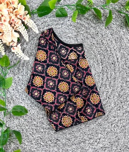 Modern Fashion Simple Wedding O-Neck Blouse material 100% PURE COTTON PRINT NON LINING WITHOUT PADDED height 15.5 inch - Product Image 6
