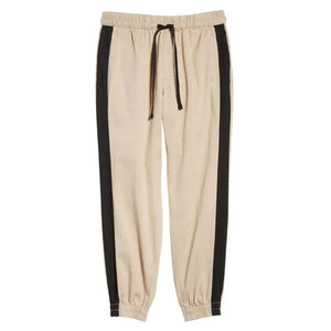 Pantalones Deportivos de Alta Calidad para Hombre, Color Beige, con Franja Lateral, Cintura Elástica con Cordón, Estilo Casual, con Puños - Product Image 4