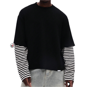 Camiseta Corta Oversize para Hombre 'Everybody Shine Together', Manga Larga Tipo Linterna, Ribete en Contraste, Algodón Jersey, Cuello Redondo, Estilo Casual - Product Image 6