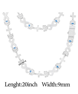 สร้อยคอผู้ชายเงินแท้ 925 ประดับเพชรแล็บโกรว์ ดีไซน์รูปกากบาทแบบ Infinity Link Chain สไตล์หรูหรา - Product Image 6